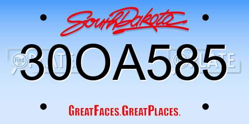 30OA585 South Dakota License Plate