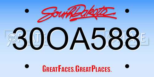 30OA588 South Dakota License Plate