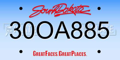 30OA885 South Dakota License Plate