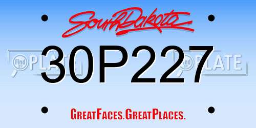 30P227 South Dakota License Plate