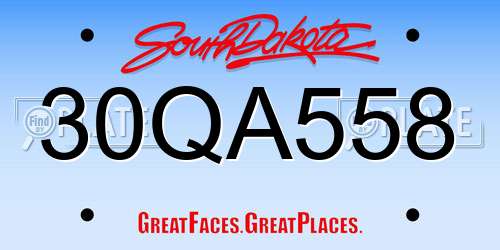 30QA558 South Dakota License Plate