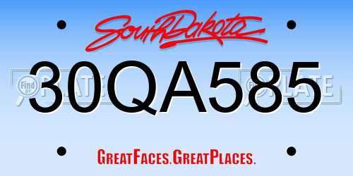 30QA585 South Dakota License Plate