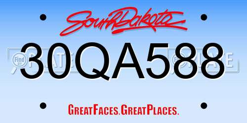 30QA588 South Dakota License Plate
