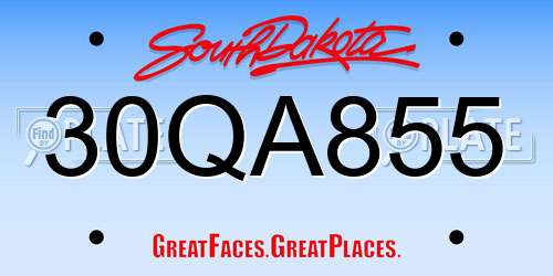 30QA855 South Dakota License Plate