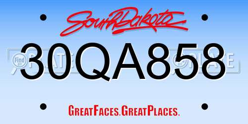 30QA858 South Dakota License Plate