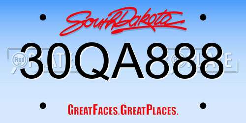 30QA888 South Dakota License Plate