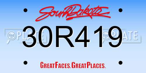 30R419 South Dakota License Plate