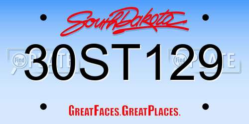 30ST129 South Dakota License Plate