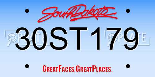 30ST179 South Dakota License Plate