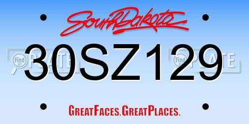 30SZ129 South Dakota License Plate