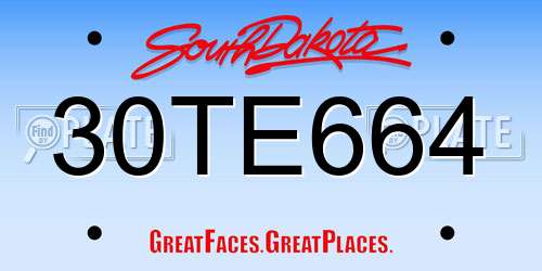 30TE664 South Dakota License Plate