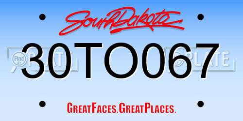 30TO067 South Dakota License Plate