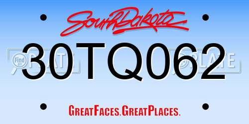 30TQ062 South Dakota License Plate