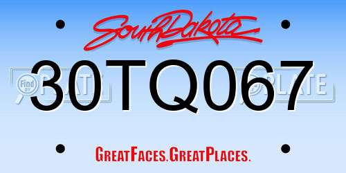 30TQ067 South Dakota License Plate