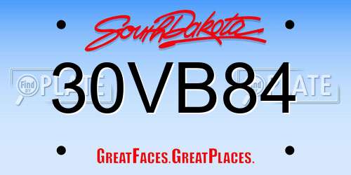 30VB84 South Dakota License Plate