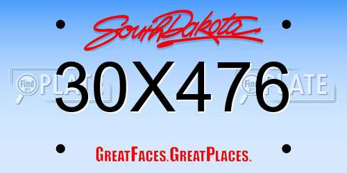 30X476 South Dakota License Plate