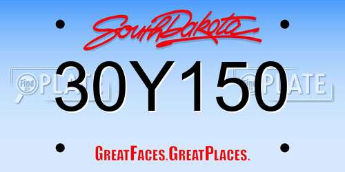30Y150 South Dakota License Plate