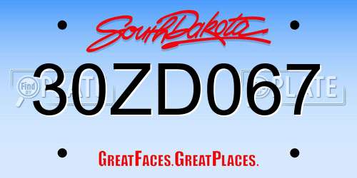 30ZD067 South Dakota License Plate