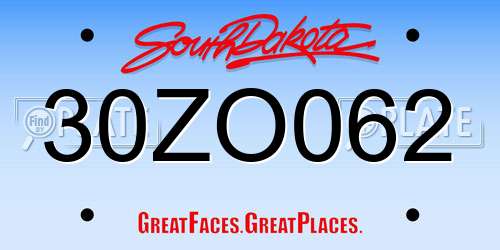 30ZO062 South Dakota License Plate