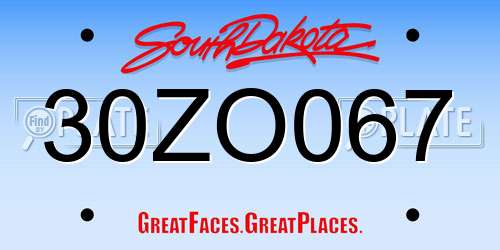 30ZO067 South Dakota License Plate