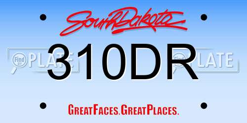 310DR South Dakota License Plate