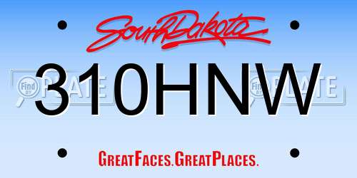 310HNW South Dakota License Plate