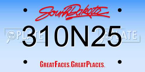 310N25 South Dakota License Plate