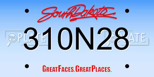 310N28 South Dakota License Plate