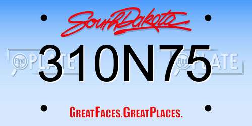 310N75 South Dakota License Plate