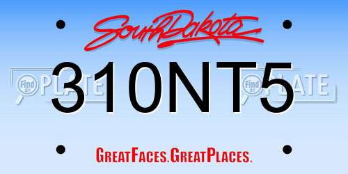 310NT5 South Dakota License Plate