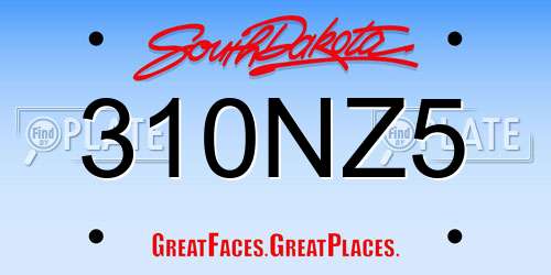 310NZ5 South Dakota License Plate