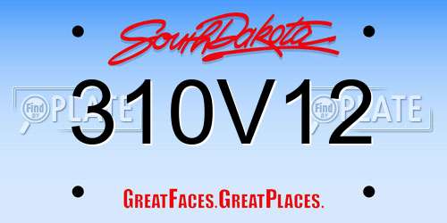 310V12 South Dakota License Plate