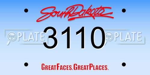3110 South Dakota License Plate