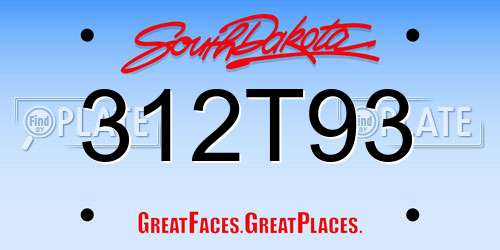 312T93 South Dakota License Plate