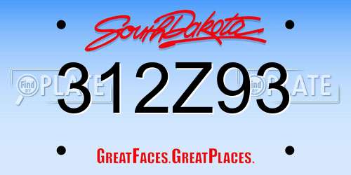 312Z93 South Dakota License Plate