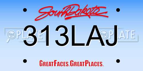 313LAJ South Dakota License Plate