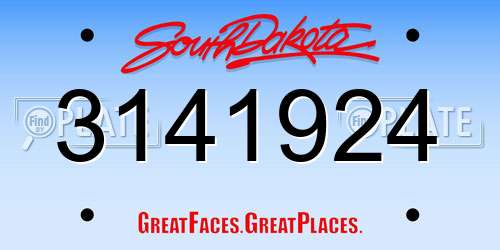 3141924 South Dakota License Plate