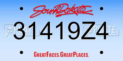 31419Z4 South Dakota License Plate