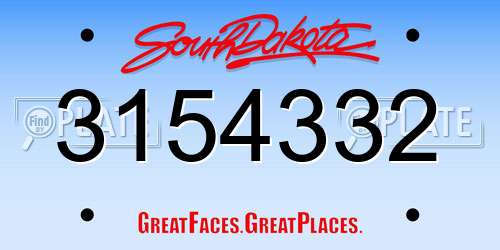 3154332 South Dakota License Plate