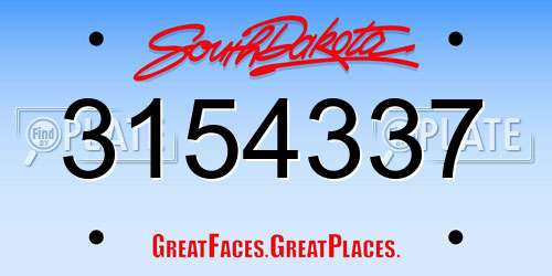 3154337 South Dakota License Plate