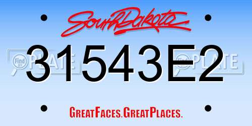 31543E2 South Dakota License Plate