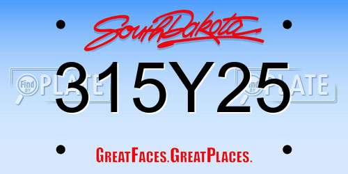 315Y25 South Dakota License Plate