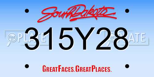 315Y28 South Dakota License Plate