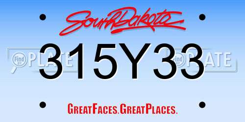 315Y33 South Dakota License Plate