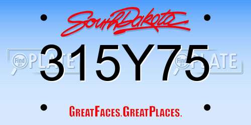 315Y75 South Dakota License Plate