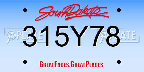 315Y78 South Dakota License Plate