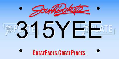 315YEE South Dakota License Plate