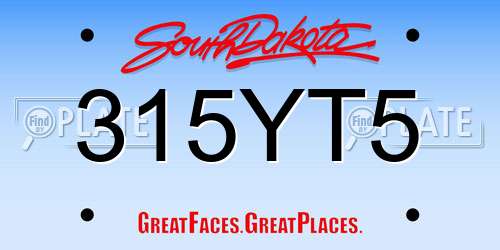 315YT5 South Dakota License Plate