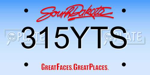 315YTS South Dakota License Plate