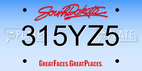 315YZ5 South Dakota License Plate